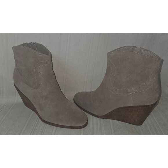 Lucky Brand Wadier Suede Wedge Zip up Ankle Wedge Boots Size US 10 - Picture 1 of 8